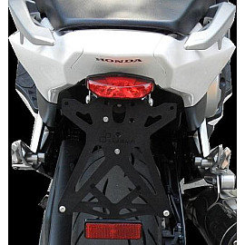 Porta targa Lightech regolabile Materiale ultra Resistente di colore nero completo di Catadiottro per HONDA  NC 700 X e NC 700 S ABS (2012>) - INTEGRA 700 (2012/2013)