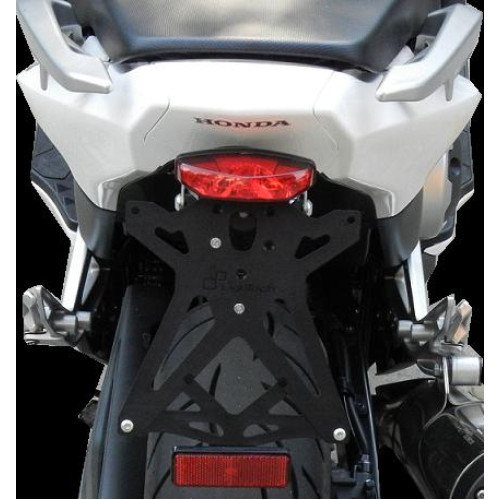 Porta targa Lightech regolabile Materiale ultra Resistente di colore nero completo di Catadiottro per HONDA  NC 700 X e NC 700 S ABS (2012>) - INTEGRA 700 (2012/2013)