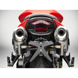 Porta Targa Regolabile Omologato RIZOMA linea FOX con luce targa LED e Catadiottro Specifico per TRIUMPH STREET TRIPLE 675 / R (2007>)