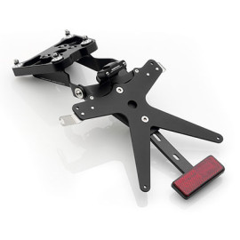 Porta Targa Regolabile Omologato RIZOMA linea FOX con luce targa LED e Catadiottro Specifico per APRILIA RSV4 1000 R / FACTORY / APRC (2009>) TUONO V4 R (2011>)
