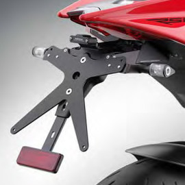 Porta Targa Regolabile Omologato RIZOMA linea FOX con luce targa LED e Catadiottro Specifico per APRILIA RSV4 1000 R / FACTORY / APRC (2009>) TUONO V4 R (2011>)