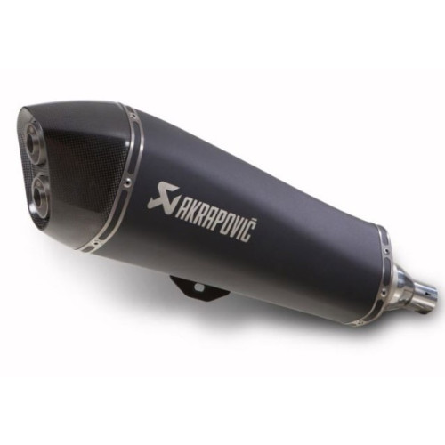Silenziatore omologato, fodero nero fondello nero Akrapovic Linea Slip on (NERO) per PIAGGIO BEVERLY 400-500 (08/13) - MP3 400RST - 400/400LT - 500/500LT (08/13>) - X EVO 400 (07/13) - GILERA FUOCO 500 (07/13>) - PEUGEOT SATELIS 400/500 (08/11)