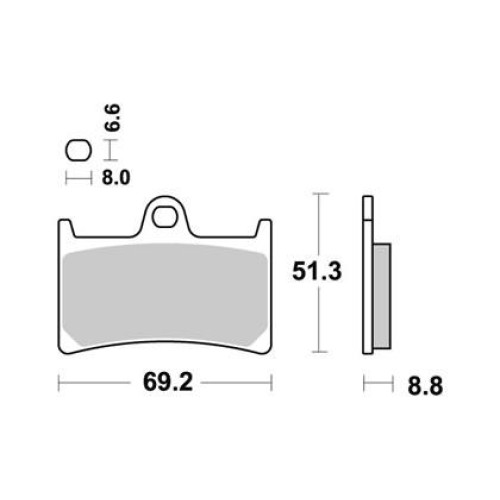 Pastiglie Freno Anteriore SBS Sinterizzate SBS (1 pezzo per 1 disco) YAMAHA FZ6 / R6 / FAZER 800 /FZ8 /TDM 900/ FZ1 / FZS / R1 (96-06) BT / FJR 1300 / XJR 1300