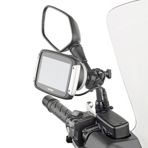 Supporto universale per montare il navigatore Tom Tom Rider (40, 400, 410, II, 42, 420, 450) su manubri tubolari, o sullo stelo degli specchietti retrovisori