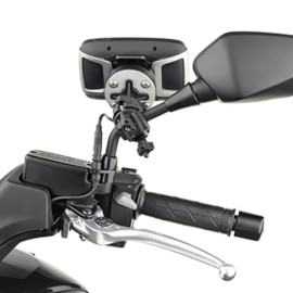 Supporto universale per montare il navigatore Tom Tom Rider (40, 400, 410, II, 42, 420, 450) su manubri tubolari, o sullo stelo degli specchietti retrovisori