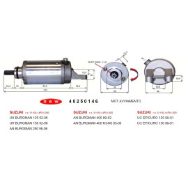 MOTORINO AVVIAMENTO PER SUZUKI BURGMAN 125 / 150 (2002-2013) 250 (1998-2006) 400 K3-K6-K7-K8-K9 (1999-2006) EPICURO
