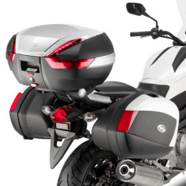 Valigia nera 47 lt. con finitura in alluminio anodizzato e catadiottri rossi