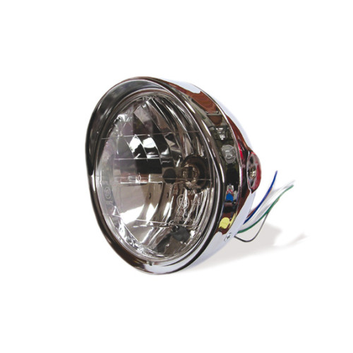 Faro Custom Universale con visiera Cromato con luce di posizione diametro 190mm