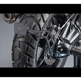 PORTA TARGA RAGOLABILE LIGHTECH KIT CON LUCI CATADIOTTRO PORTAFARO NERO  per BMW R NINET SCRAMBLER (2016-2018)/ URBAN / RACER /PURE