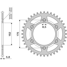 CORONA IN ACCIAIO  52 DENTI  passo 520 per YAMAHA TT 600  L - N - S -V - R- RE (1980-2005)