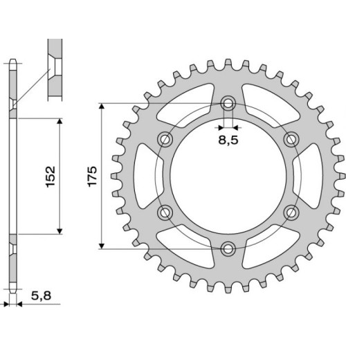 CORONA IN ACCIAIO  52 DENTI  passo 520 per YAMAHA TT 600  L - N - S -V - R- RE (1980-2005)