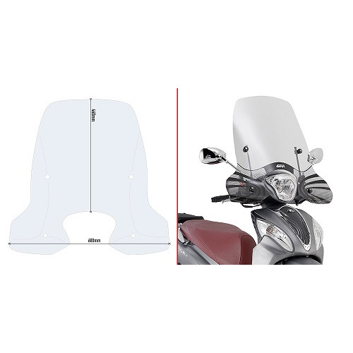 CUPOLINO PARABREZZA 46 x 68 cm (H x L) per YAMAHA PEOPLE 125 - 150 (2013-2021)