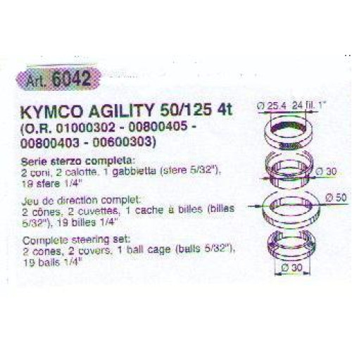Cuscinetti Sterzo BUZZETTI per KYMCO AGILITY 50/125 4T