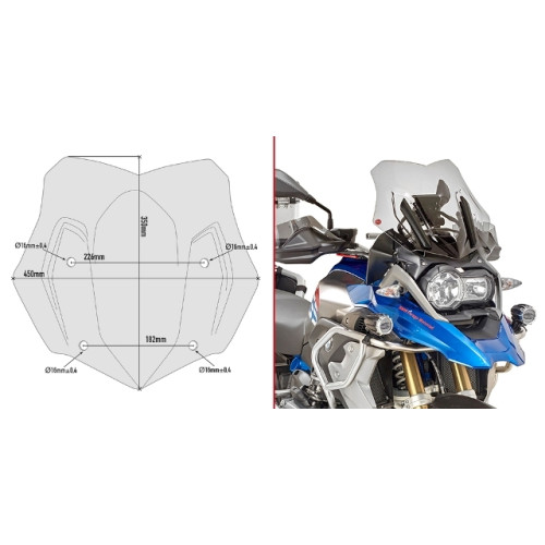 Cupolino specifico basso e sportivo fumé 35 x 45 cm (H x L) per BMW R 1250 GS (2019>)