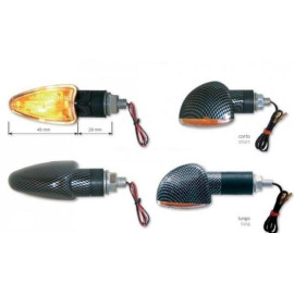Coppia di Frecce Omologati FAR  con lampada sostituibile 21 Watt vetro bianco - ATTACCO CORTO - colore Carbonio