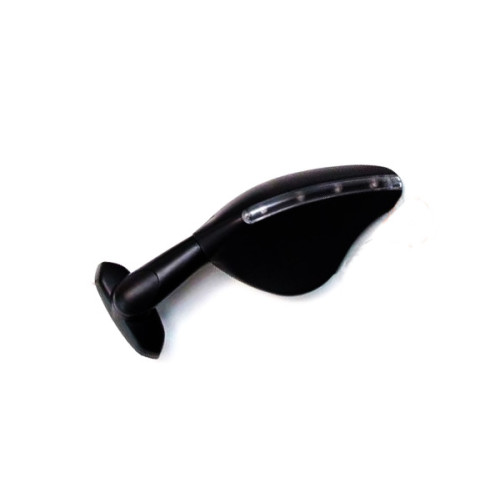Specchio Retrovisore Universale Omologato Sinistro FAR per Moto Carenate con Freccia LED Integrata Asta Nera Calotta Nera