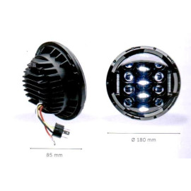 Faro anteriore a LED Tondo OMOLOGATO ø 180mm - COLORE NERO -