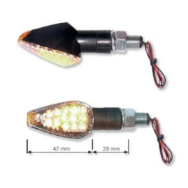 Coppia di Frecce Omologati FAR serie TUNING STYLE luce led - attacco lungo 28mm - colore nero