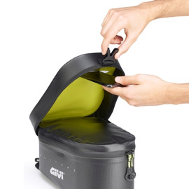 Borsa serbatoio GIVI GRAVEL-T RANGE waterproof nera, 10 litri, con interno di colore giallo