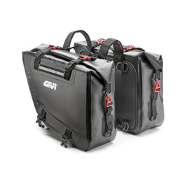 Coppia di borse laterali waterproof nere,GIVI GRAVEL-T RANGE 15+15 litri, con interno di colore giallo