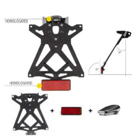 Kit Porta targa LIGHTECH regolabile con catadiottro e luce targa con predisposizione frecce piccole per KAWASAKI Z 1000 (2014-2016)