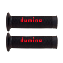 Manopole DOMINO Stradali / Racing  bicolore Nero / Rosso (1coppia)