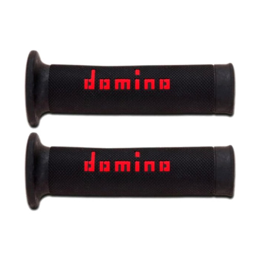 Manopole DOMINO Stradali / Racing  bicolore Nero / Rosso (1coppia)