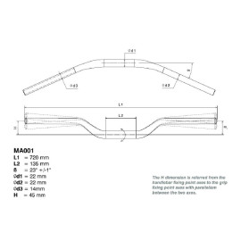 Manubrio Rizoma in Alluminio standard Ø 22mm H 45mm colore ARGENTO