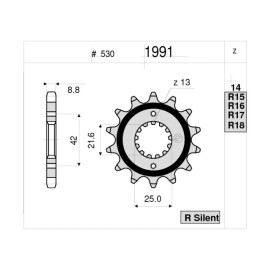 KIT Trasmissione DID - PIGNONE 16 - CORONA 42 - CATENA DID 50 VX G&B 108 MAGLIE per KAWASAKI ZXR 750 R (ZX7R K1) (1991-1992)
