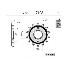KIT Trasmissione DID - PIGNONE 17 - CORONA 42 - CATENA DID 525 VX G&B 112 MAGLIE per SUZUKI GSR 750 (2011-2013)