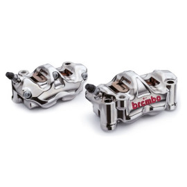 Pinze radiali Brembo per dischi fascia frenante 34 mm Th 5,5 mm -  Kit SX+DX CNC P4 32 (con pastiglie) - interasse 100 mm - NICHELATA GP4-RX