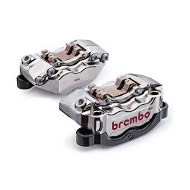 Pinze radiali Brembo per dischi fascia frenante 34 mm Th 5,5 mm -  Kit SX+DX CNC P4 32 (con pastiglie) - interasse 100 mm - NICHELATA GP4-RX