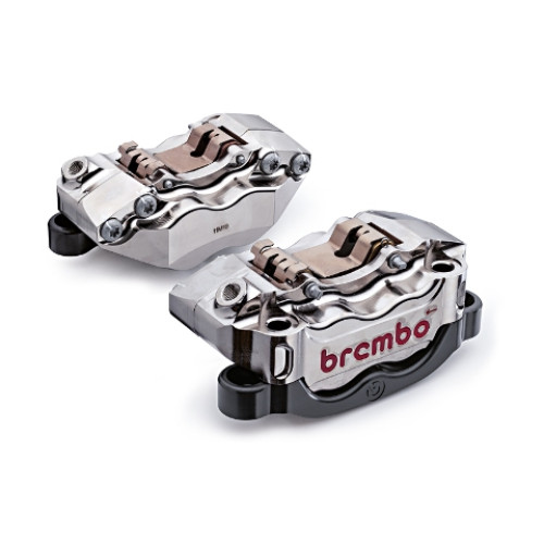 Pinze radiali Brembo per dischi fascia frenante 34 mm Th 5,5 mm -  Kit SX+DX CNC P4 32 (con pastiglie) - interasse 100 mm - NICHELATA GP4-RX