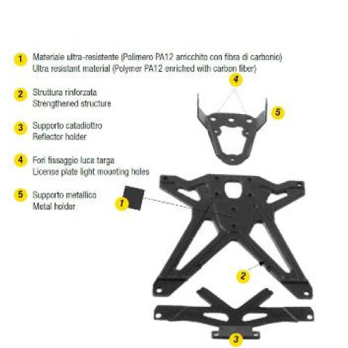 Kit Porta targa LIGHTECH regolabile per HONDA CBR600 RR (2013-2016)