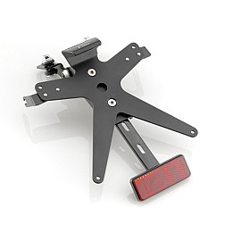 Porta Targa Regolabile Universale RIZOMA linea STANDARD completo di Luce Targa - Catarinfrangente - Attacchi Frecce - 2 Piatti Targa