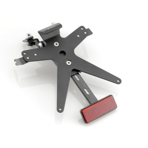 Porta Targa Regolabile Universale RIZOMA linea STANDARD completo di Luce Targa - Catarinfrangente - Attacchi Frecce - 2 Piatti Targa