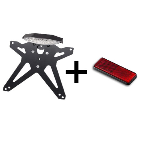 Porta Targa Regolabile LIGHTECH completo di Faro Posteriore a LED e Catadiottro per DUCATI MONSTER 696 (2008/2012)