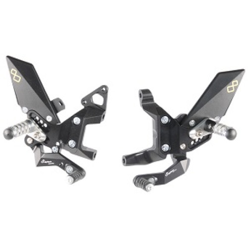 Pedane regolabili - cambio normale - LIGHTECH - con poggiapiede snodato per DUCATI PANIGALE 1299 / 899 / 959 / 1199  PANIGALE V2 955 (2020-2024)