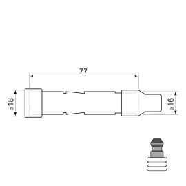 ATTACCO CANDELA NGK SF05EGK in gomma, dritto per cavo 10 e 12 mm con resistore. Per candele con nottolino.