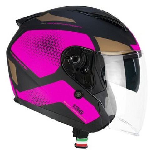 CASCO CGM OPEN FACE DNA GALAXY 136G Nero Fucsia Fluo Opaco
