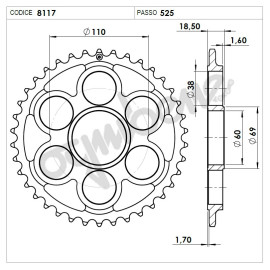 KIT DI TRASMISSIONE ORIGINALE DID - PIGNONE 15 - CORONA 40 - CATENA DID 525 ZVMX G&G 116 MAGLIE - DUCATI 1260 MULTISTRADA 
