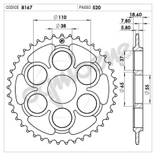 CORONA IN ACCIAIO OGNIBENE per DUCATI PANIGALE V4 R (2019-2023)
