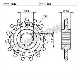 PIGNONE OE C/GOMMA PASSO 520 Z DENTI 16 PER HONDA X-ADV 750 / INTEGRA 700