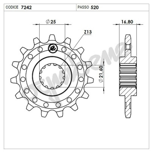PIGNONE OE C/GOMMA PASSO 520 Z DENTI 16 PER HONDA X-ADV 750 / INTEGRA 700