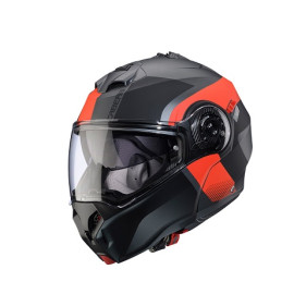 Casco Modulare Caberg Duke Evo Indy Grigio Metallizzato Opaco Rosso Fluo Nero