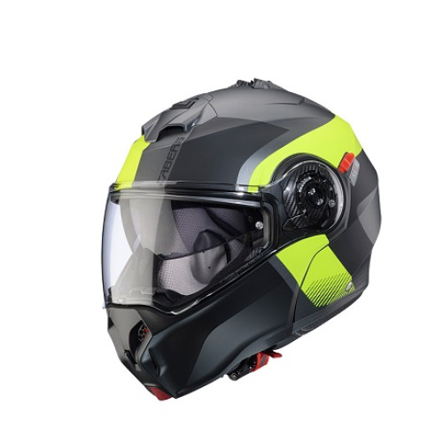 Casco Modulare Caberg Duke Evo Indy Grigio Metallizzato Opaco Giallo Fluo Nero