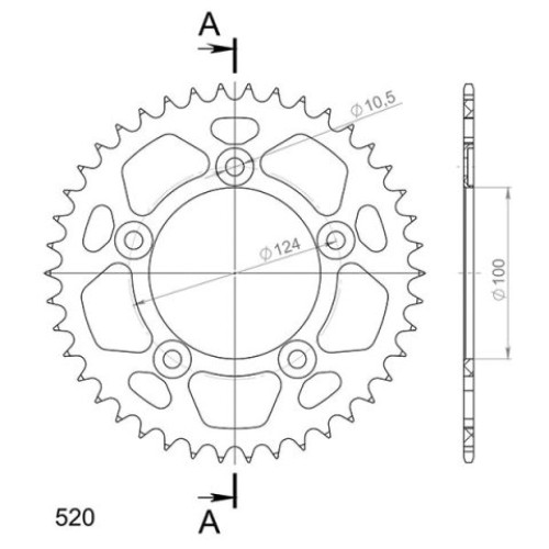 CORONA IN ALLUMINIO P520 - Z42 DENTI 42 PASSO 520  per DUCATI Hypermotard Mono 698 (2024-2025)