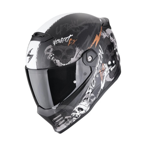 Casco Scorpion Covert FX Skullz MATT BLACK - GREY - GOLD