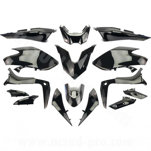 KIT CARENA YAMAHA T-MAX 530 (2017-2019) SX / DX NERO LUCIDO - VERSIONE TIPO ORIGINALE 15 PEZZI -