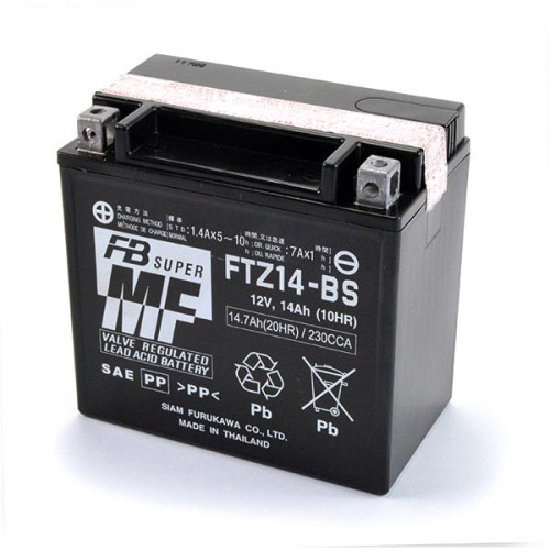 BATTERIA FURUKAWA FTZ14-BS 12V-14AH (EQUIVALENTE YUASA YTX14H-BS) (SIGILLATA CON ACIDO A CORREDO) 150X87X145